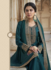 Salwar Suit of Dola Silk in Rama